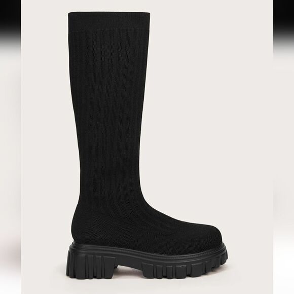 CUCCOO MINIMALIST KNIT DETAIL OVER KNEE BOOTS - Picture 8 of 16